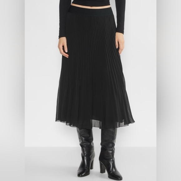 Wilfred Twirl Black Pleat Midi Skirt XS - Picture 2 of 8